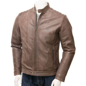 Veste en cuir véritable pour homme, col montant, mode de rue, coupe respirante et confortable, veste d'hiver - Product Image 3