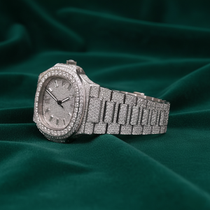 Montre automatique en moissanite glacée de luxe PJ, acier inoxydable, saphir, étanche, style diamant, pour homme et femme - Product Image 4