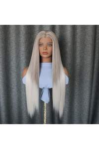 Perruque Swiss Lace Wig 360 cheveux humains non Remy de couleur blonde grise - Product Image 3