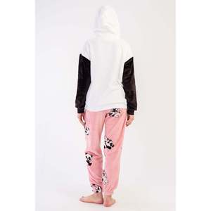 Conjunto de pijama de mujer con capucha suave, hombros caídos, mangas largas, bolsillos canguro y puños, con bolsillos tipo pacasi y bolsillos tipo buzgulu - Blanco - Blanco - Product Image 6