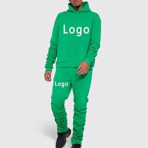 ชุดวอร์มสีเขียวชุดวอร์มกางเกงวอร์มผ้าฝ้ายแบบสวมหัวมีฮู้ดแบบซ้อนกันระบายอากาศได้ดีไซส์ใหญ่พิเศษ - Product Image 4