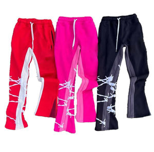 Chándal acampanado con estampado en 3D y logotipo personalizado para hombre, chándal apilado, sudadera con cremallera completa, conjunto de pantalones de chándal para correr de talla grande - Product Image 2