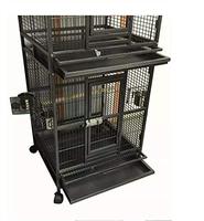 Cage à oiseaux 2 en 1 pour volière double perroquets en bois, toit en acier, échelle, roues de petite taille, perruches calopsittes africaines.