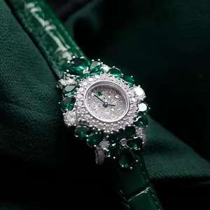 Montre mécanique de luxe unisexe, mode, acier inoxydable, cadran analogique en verre, bracelet en caoutchouc, avec diamants et moissanite - Product Image 1