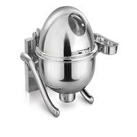 Plat à chafing en acier inoxydable en forme de globe avec fenêtre en verre 5L, finition naturelle polie, pour équipement de maintien au chaud pour hôtels et restaurants