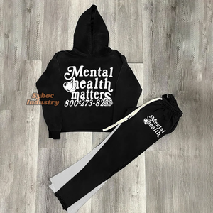 Pantalon de survêtement pour hommes Baggy évasé sérigraphie personnalisée style lourd 420 GSM sweat à capuche surdimensionné en coton biologique pour la mode Streetwear - Product Image 3