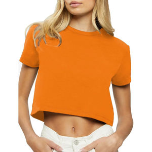 2025 verano bebé camiseta Crop Tops camiseta Sexy fina camisa en blanco para mujer 100% algodón transpirable alta calidad camiseta lisa - Product Image 1