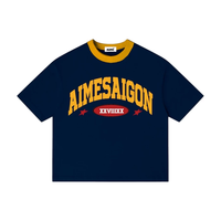 Camiseta Unisex Oversize de Corte Cuadrado, Transpirable, con Bordado y Estampado, Tela Waffle, Corte Corto, Tallas Grandes, para Adolescentes, ODM OEM