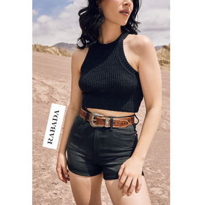 Nuevos cinturones occidentales de cuero marrón con estilo hechos a mano, cinturones de cintura de mujer con diseño de estampado Floral de cuero genuino personalizado - Product Image 5