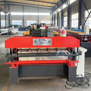 เครื่องม้วนแผ่นหลังคาลูกฟูกสองชั้นแบบสี่เหลี่ยมคางหมูการออกแบบโค้งทำจากเหล็กที่มีสีสันสำหรับคนอเมริกัน - Product Image 2