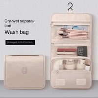 Sac de toilette de voyage pliable, imperméable, portable, sacs de voyage, organisateur de maquillage de voyage avec crochet de suspension
