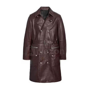 Manteau en cuir d'hiver pour hommes, manteau en cuir d'extérieur durable à double boutonnage pour l'extérieur - Product Image 4