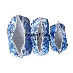 Ensemble de 3 trousses de toilette en coton indien matelassé, écologiques, avec fermeture éclair, à motifs floraux, pour trousse de toilette, trousse de rasage, trousse de maquillage et de toilette de voyage - Product Image 4