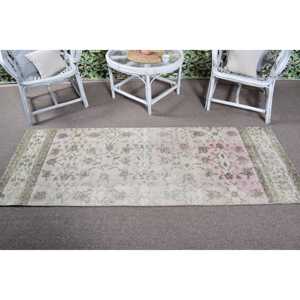 Alfombra Turca de 2.5x6.9 pies (77x210 cm), Ecológica, Vintage, Gris, de Lana con Parches y Base de Látex - Product Image 5