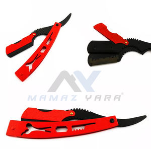 Navaja de Afeitar Recta Roja de Alta Calidad, Plegable, de Acero Inoxidable, Mango Manual, Cuchilla de Repuesto para Afeitar - Product Image 6