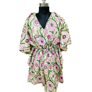 Caftán Corto Informal Estampado Jaipuri para Mujer, Transpirable, Elegante y Estilo Hippie, Vestido Moderno OEM ODM para Ocasiones de Ocio y Club - Product Image 1