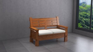 Elegante Sofá Loveseat de Dos Plazas de Madera de Teca Vintage Asiática con Almacenamiento de Indonesia, Juego de Sofás para Sala de Estar - Product Image 3