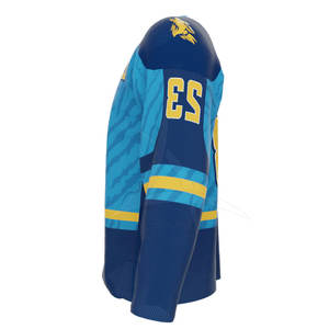 เสื้อเจอร์ซีย์ฮ็อกกี้น้ำแข็งแบบออกแบบโลโก้ของคุณเองผ้าโพลีเอสเตอร์100% แบบระบายอากาศได้แบบแห้งเร็วบริการ OEM - Product Image 3