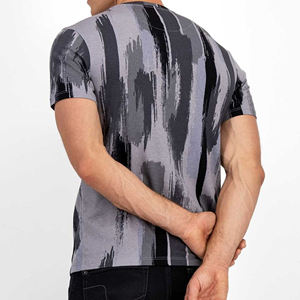 T-shirt col rond pour hommes 65% coton 35% polyester tricoté tissu imprimé personnalisé promotionnel en gros OEM en cours - Product Image 3