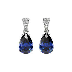 Boucles d'oreilles CLARA pour femmes en argent sterling 925 bleu royal, plaquées rhodium avec zircone suisse et accents en or 18 carats - Product Image 1