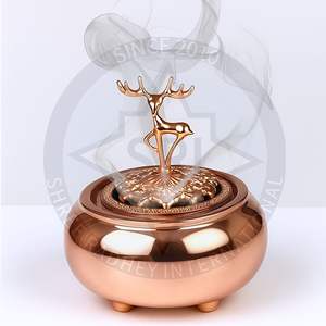 Luxury Rose Gold Incense Burner with Deer Lid Premium <b>Bakhoor</b> & <b>Oud</b> Burner for Home & Arabic Gifts - Product Image 1