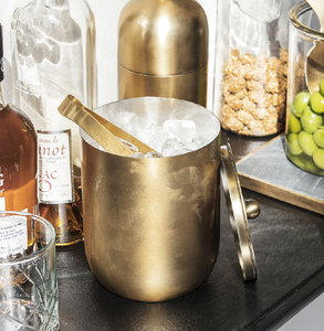 Seau à glace moderne en métal argenté givré avec un couvercle assorti pour l'isolation. Disponible à prix de gros. - Product Image 3