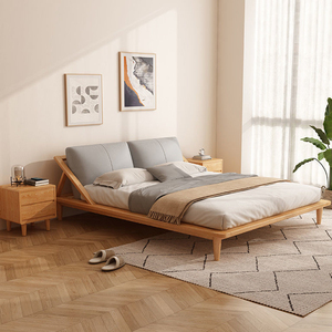 Đôi Nữ Hoàng Vua Kích thước nền tảng NỘI THẤT PHÒNG NGỦ rắn gỗ sồi Tatami giường với đầu giường nổi khung giường - Product Image 3