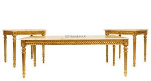 Juego de Mesa de Centro de Madera Dorada Clásica de Lujo - Product Image 1