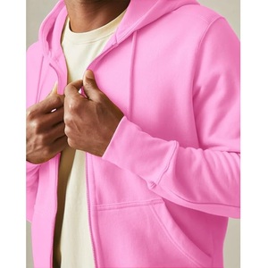 Meilleure vente Service OEM hommes 100% coton à manches longues épaule pente cou bande couleur unie confortable fermeture éclair à capuche Bangladesh - Product Image 5