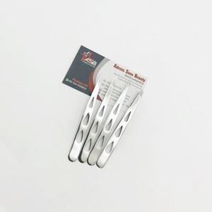 Pinces à épiler professionnelles durables en acier inoxydable de qualité chirurgicale, polies argentées, courbées, inclinées, pointues, marque ASB, pour le façonnage des sourcils - Product Image 1