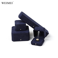 WEIMEI Deep Blue Velvet Lampen box Octagon Design Benutzer definiertes Logo für Diamantring verpackung Eleganter Schmuck Geschenk beleuchtung Display