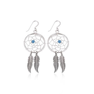 Boucles d'oreilles pendantes rondes simples et élégantes en argent sterling 925 pour femmes, minimalistes, à porter au quotidien, avec perles bleues, cadeaux pour elle - Product Image 1