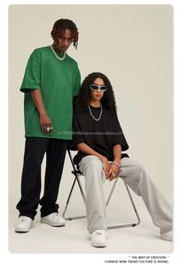 เสื้อยืดแขนสั้นโอเวอร์ไซส์สำหรับผู้ชายเสื้อยืด100% ผู้ชายทรงหลวมเปิดไหล่425กรัมฤดูร้อน - Product Image 6