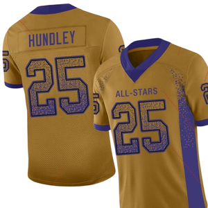 Camiseta de Fútbol Personalizada en Oro y Morado, Nombre y Número del Equipo Personalizables, Uniforme de Fútbol Americano Transpirable para Hombre y Mujer - Product Image 4