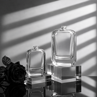 Flacon de parfum en verre de luxe haut de gamme, flacon de parfum vide carré, logo imprimé à l'écran