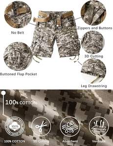 Urban Fashion Men Cargo Shorts Tela suave Multi bolsillo Impresión de logotipo personalizado disponible para compradores al por mayor - Product Image 3