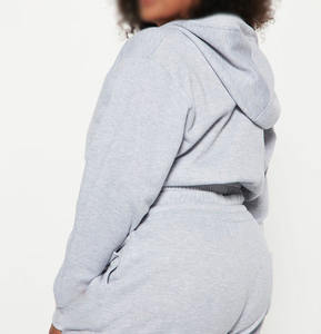 Sudadera de Manga Larga 100% Algodón para Mujer, Color Sólido Personalizado, Top Corto con Capucha, Sudaderas Cortas con Capucha OEM para Invierno, Venta al Por Mayor - Product Image 5