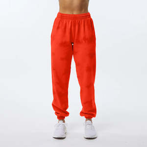 Joggers à taille élastique et à cordon de serrage pour femmes pantalons de survêtement d'hiver en polaire surdimensionnés avec poches plates à glissière sur le devant - Product Image 1