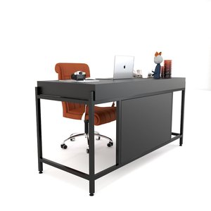 Meuble de bureau exécutif minimaliste 160x70cm, table d'ordinateur moderne BGD68046 avec tiroirs robustes et cloison en mélaminé style bois - Product Image 3
