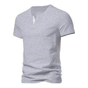 <b>Men's</b> <b>T</b>-<b>shirt</b> Summer <b>Henley</b> V-neck Short Sleeve <b>Men</b> Casual Slim Fit Basic Loose Fitness Sports Breathable Top - Product Image 2