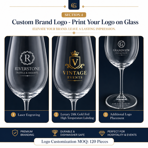 Calici da Vino in Vetro Trasparente Spesso per Noleggio Matrimoni, Lavabili in Lavastoviglie, Personalizzabili OEM ODM - Product Image 3
