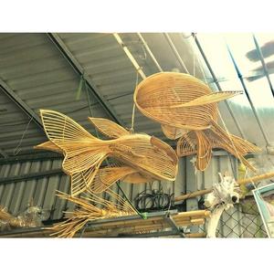 Application d'art de collection pour le lustre tissé léger suspendu de plafond en osier naturel de tissage fait à la main - Product Image 4