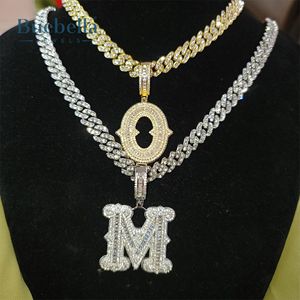 Personalizado 925 de plata 18K chapado en oro helado de espinas Baguette inicial letras colgante Hip Hop joyería - Product Image 2
