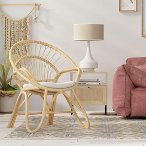 Chaise en rotin minimaliste confortable sièges fabriqués à la main pour la cuisine, le patio, le balcon ou la salle à manger - Product Image 5