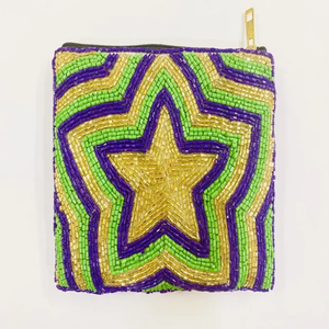 Monedero Mini Estilo Dama Hecho a Mano, Bolsa con Cremallera con Cuentas, Diseño de Media Rodaja de Cítricos - Limón, Naranja, Lima, Perlas Florales para Mujer - Product Image 4