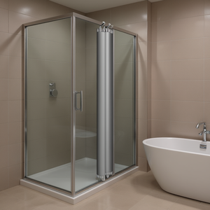 200cm <b>Chrome</b> Shower Enclosure with Universal Compensation Profile Customizable Shower <b>Curtain</b> <b>Poles</b> - Product Image 3