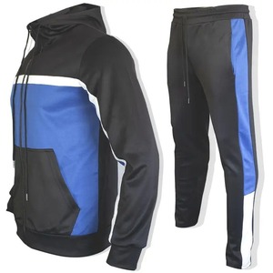 Traje deportivo con capucha de otoño-invierno para hombre, diseño relajado con bloques de color para correr al aire libre, senderismo, pesca, cierre de cremallera de talla grande - Product Image 1