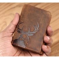 Dompet Pria Kulit Asli Berkualitas Premium Buatan Tangan Mewah Desain Lipat Gaya Patriotik Logo Warna Kustom Bentuk Persegi Panjang