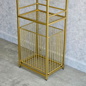 KPT68009 Modern Bathroom Storage <b>Shelf</b> with <b>Hooks</b> and Baskets Stainless Steel Corner Mounted for Hotel Kitchen Apartment - Product Image 5