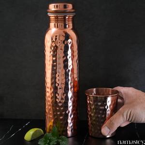 Traditional Rustic Finishing Pure Copper <b>Water</b> <b>Bottle</b> for Eco Friendly Sustainable and Healthy Living - Product Image 3